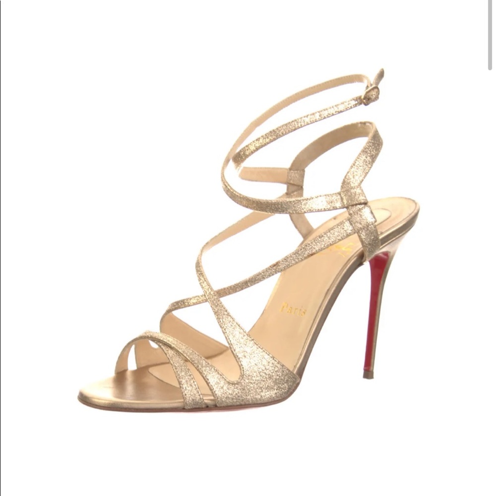 Christian Louboutin glitter strap heel